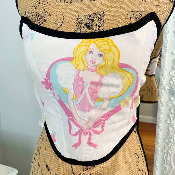 New York Couture Reconstructed VINTAGE Barbie Handmade Boned Corset Crop Top - Picture 5 of 6